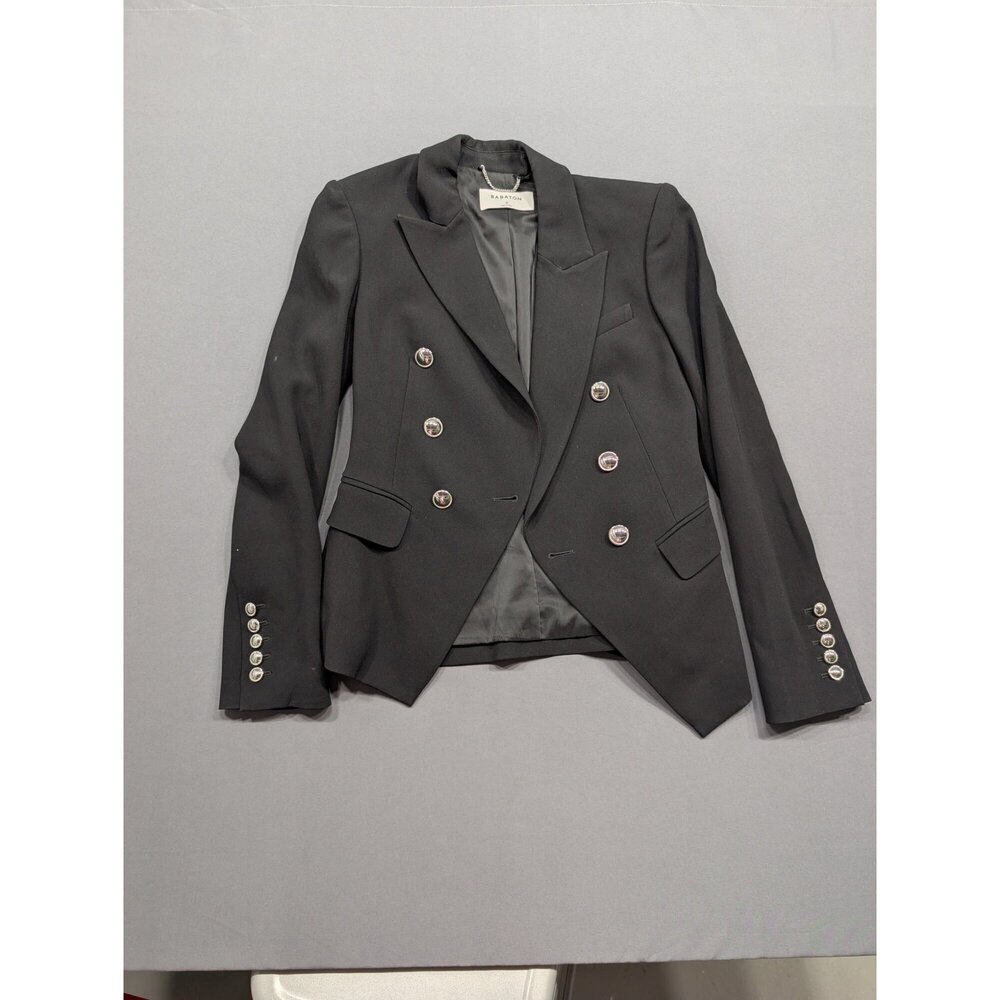 Babaton Black Double-Breasted Blazer Silver Buttons Size 0
